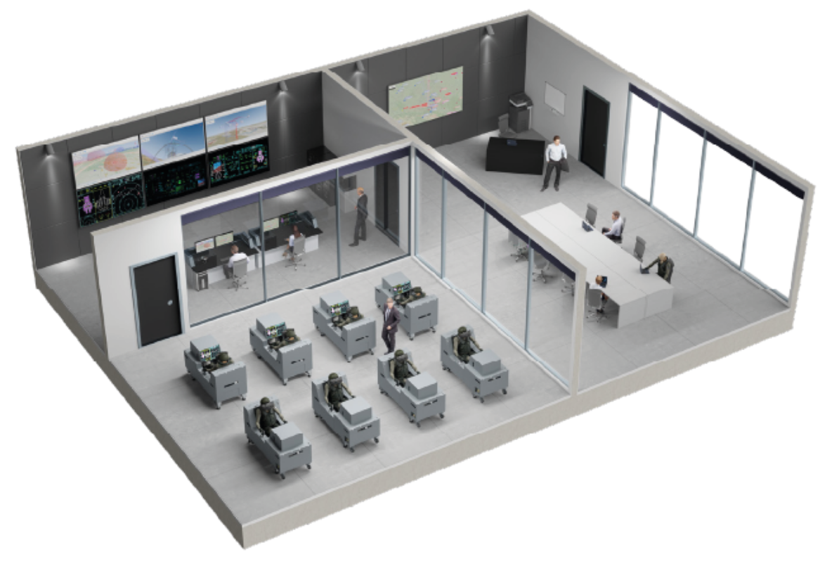 Person with mixed reality goggles controlling a robot